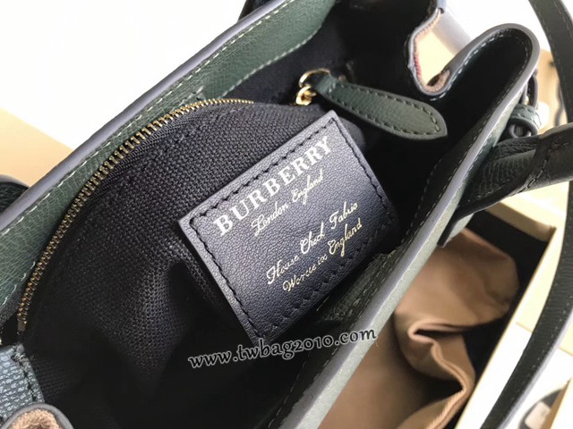Burberry專門店新款小號綠色托特包 巴寶莉粒面小牛皮女士手提肩背包 yxb1013